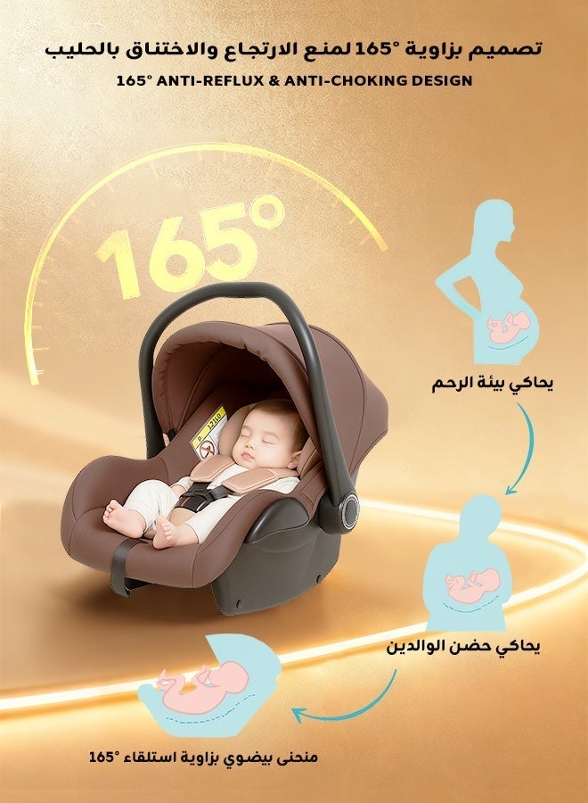 أوميني كرسي سيارة للأطفال ‎3 في 1‎ – مزود بمظلة ومقبض قابلين للتعديل، وحماية جانبية مزدوجة، وقماش خفيف قابل للتنفس والغسل، مع نظام تثبيت بحزام أمان متوافق مع معظم السيارات. تصميم خفيف وسهل الحمل والتركيب، بلون بني فاخر مع قماش مظلة قابل للفك، مناسب للأطفال من حديثي الولادة حتى عمر 16 شهراً. - Image 4